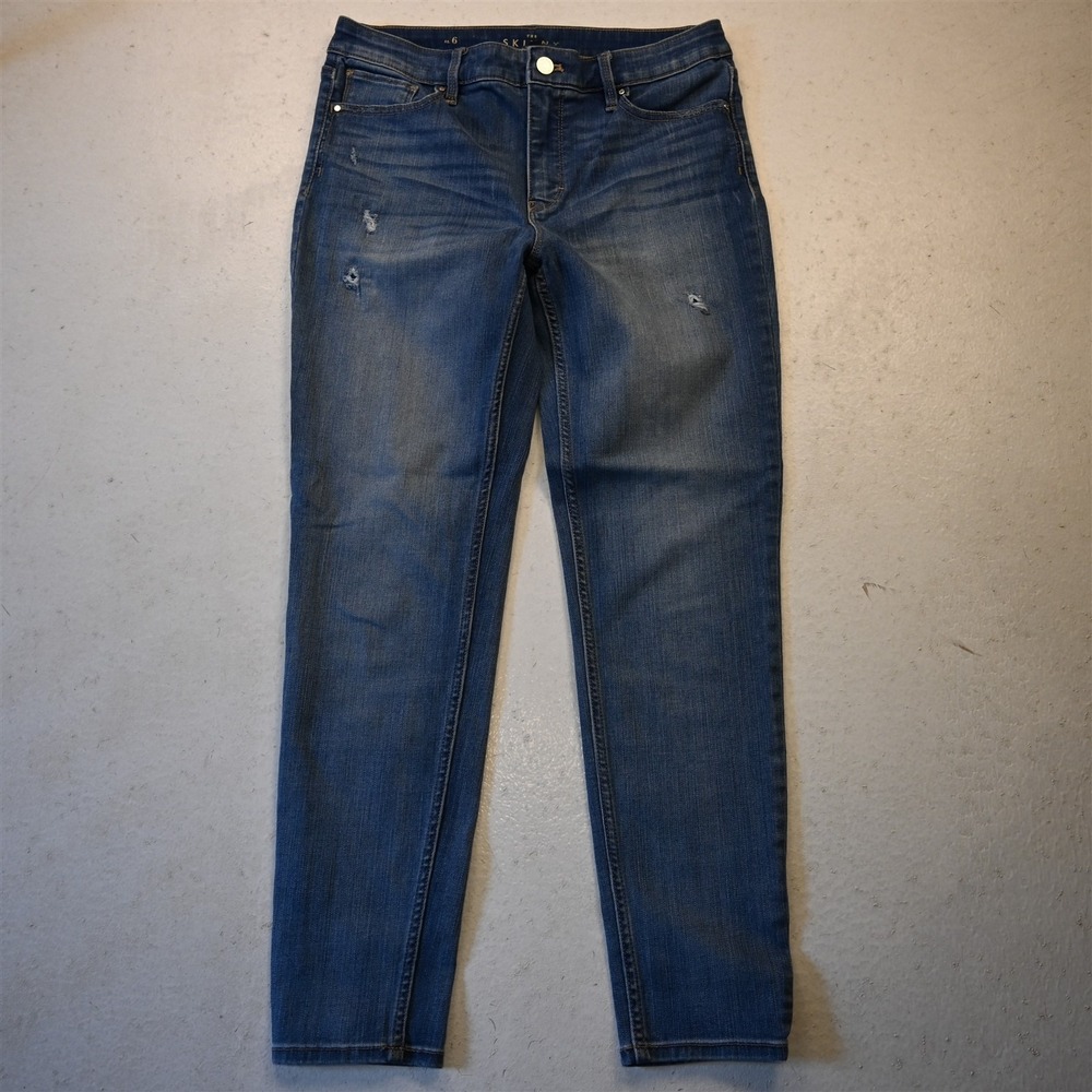 White House Black Market 6 Mid Rise The Skinny Ankle Medium Denim Womens Jeans